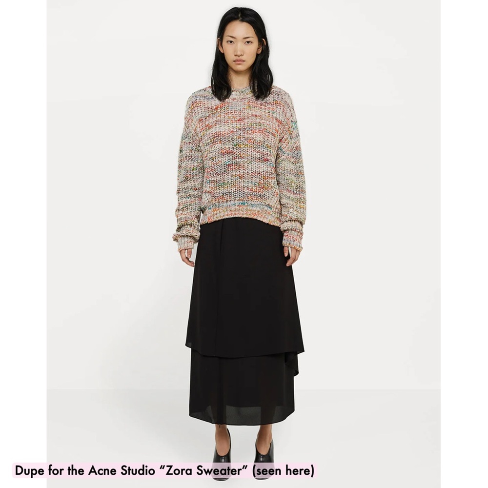 ARITZIA | WILFRED FREE RETROGRADE MULTI COLOR RAINBOW YARN GRANDPA KNIT SWEATER - Picture 13 of 14